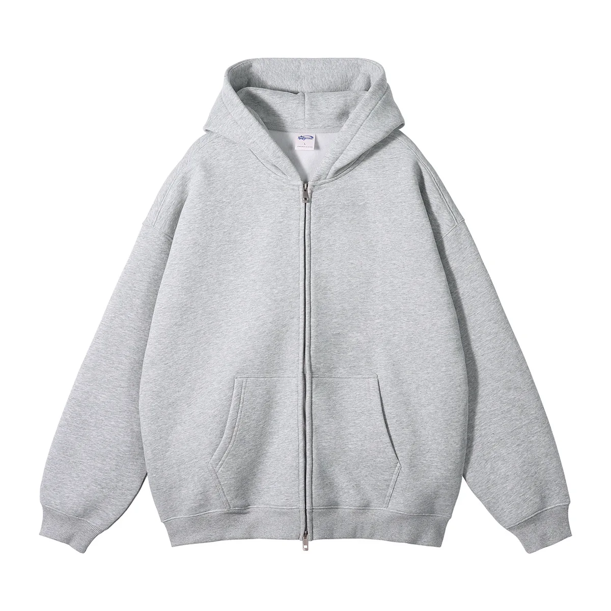 Basic Winter Thick Fleece Double Zipper Hoodie for Men Warm Jacket Fashion Streetwear High Quality