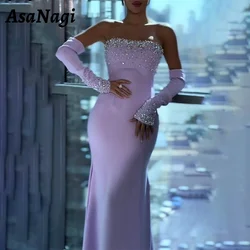 AsaNagi Luxurious Crystal Evening Gowns for Women Mermaid Sexy Strapless Party Prom Gown Elegant Saudi Formal Occasion Dresses