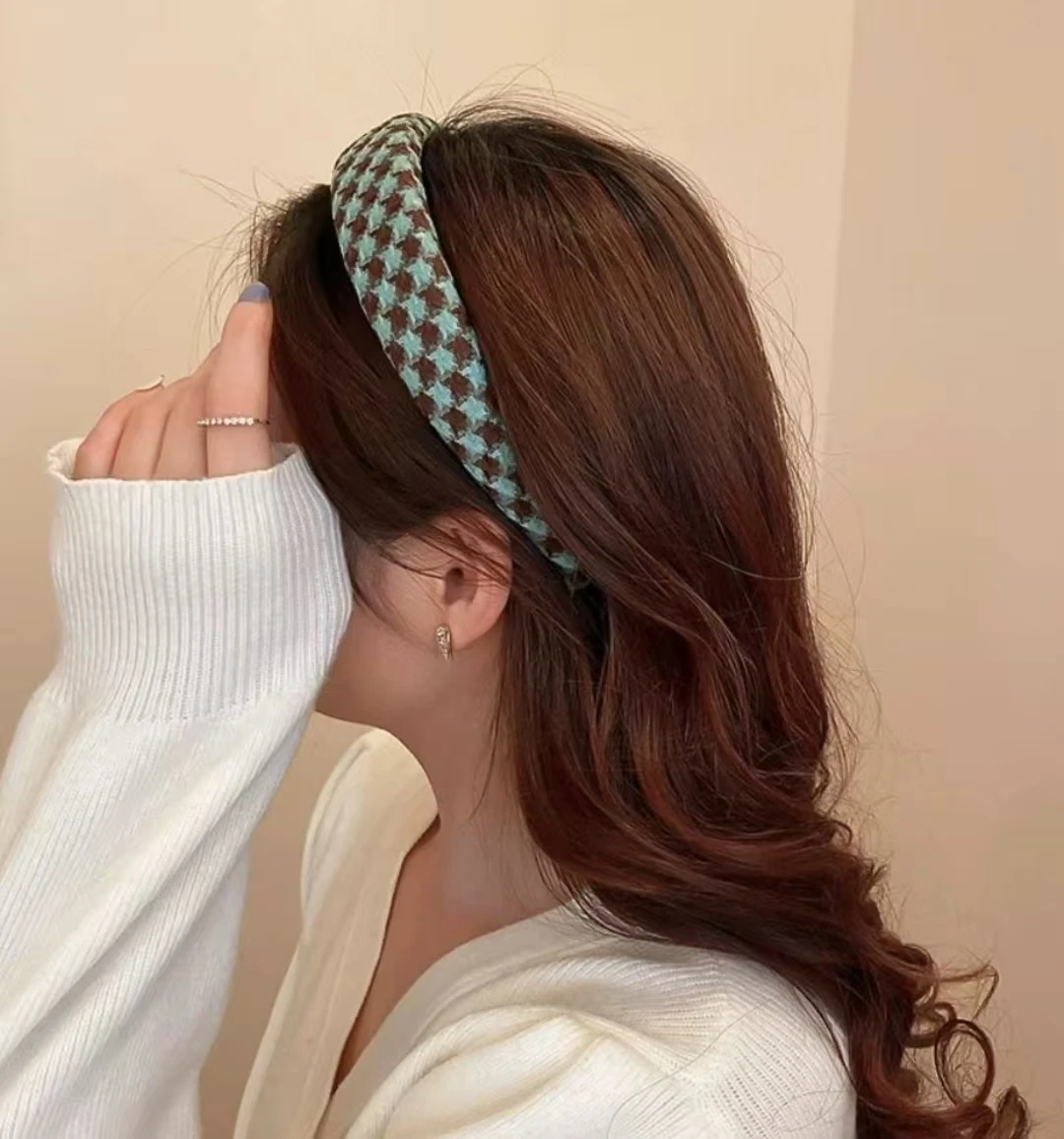الكورية houndstooth الرجعية واسعة الحواف عقال للنساء الفرنسية تنوعا دبابيس الشعر دبابيس الشعر بسيطة دبابيس الشعر الضغط دبابيس الشعر