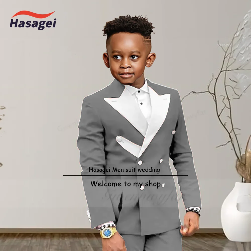 Boys Suits Fashion Luxury Red Suit Set White Pointed Collar Buckle With Double Row Front Slotted Business Casual