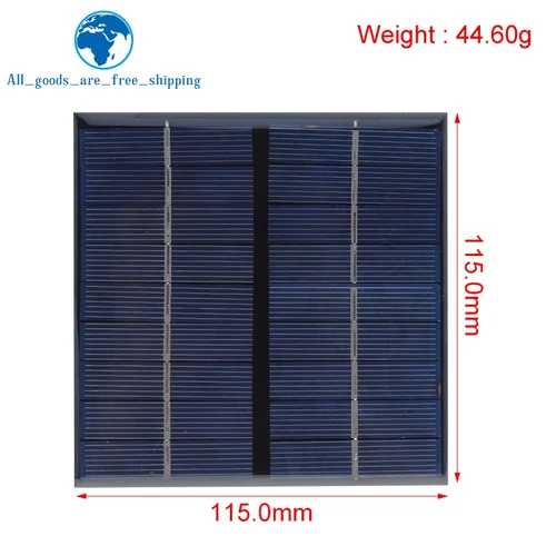 Imagen 2 del producto Panel Solar de 9V, 2W, 220ma, 115X115MM, Mini sistema Solar, bricolaje para baterías, cargadores de teléfonos móviles, célula Solar portátil