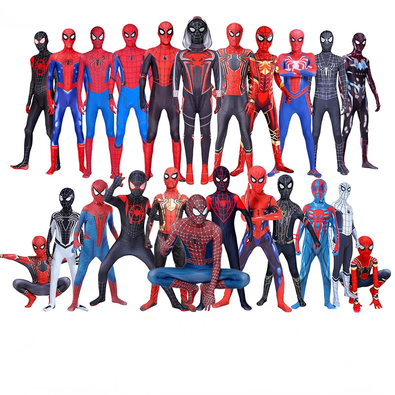 14 Styles Spider Man Movie Anime Miles Morales No Way Home Cosplay Costume Clothing Spiderman Bodysuit Suit Adult Child Set