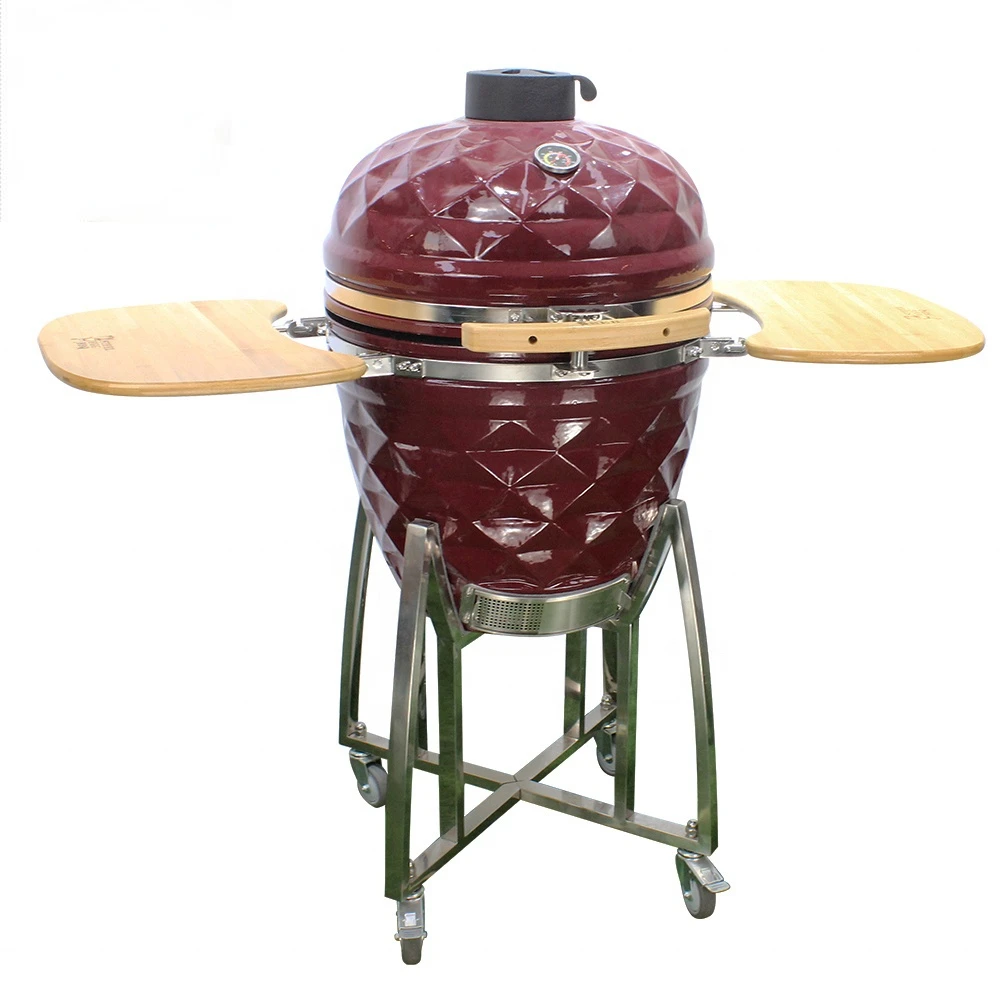 EGG BBQ 21-calowy hurtowy grill ceramiczny / duży rozmiar joe wino czerwone ceramiczny diament kamado