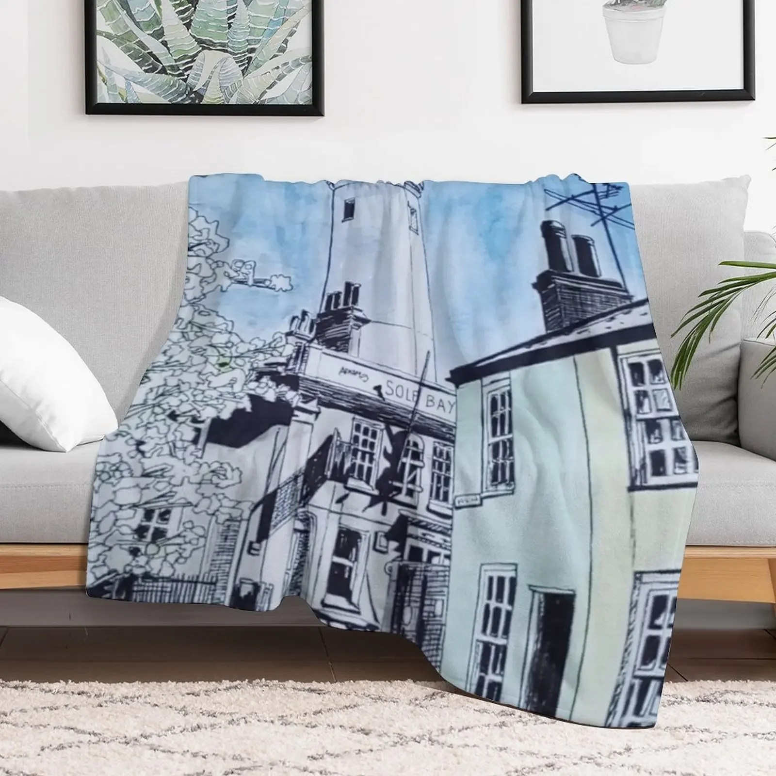 Southwold Lighthouse Watercolour Painting Throw Blanket Compact Warm Blanket for Car Road Trip