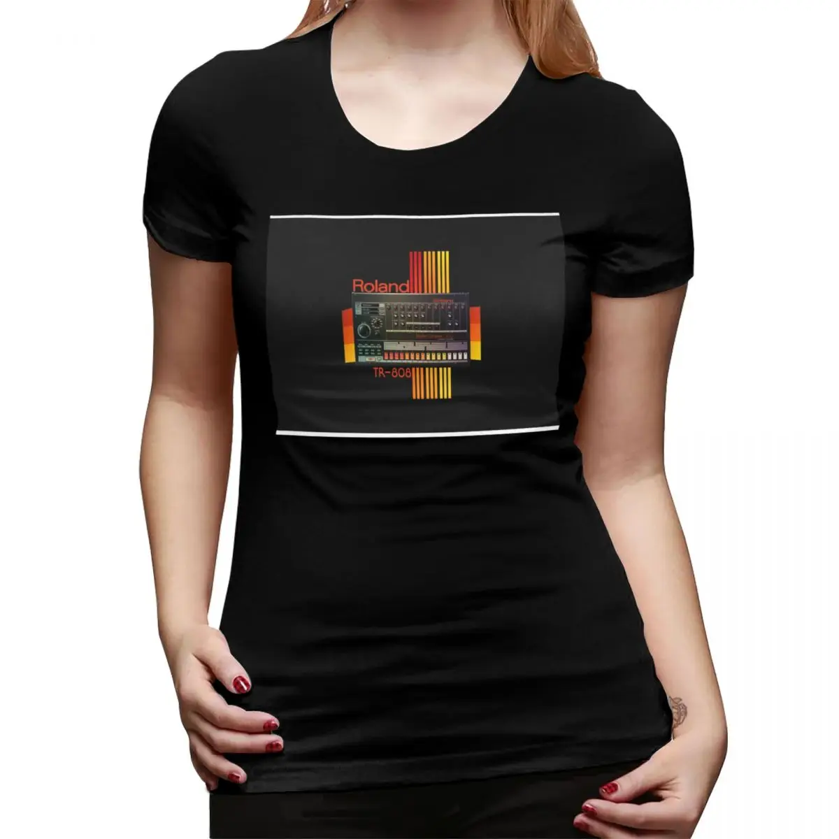 

Roland Tr-808 Drum Machine Model T-Shirt for Women Crew Neck Streetwear T Shirts Women's Short Sleeve Summer Clothes Tops