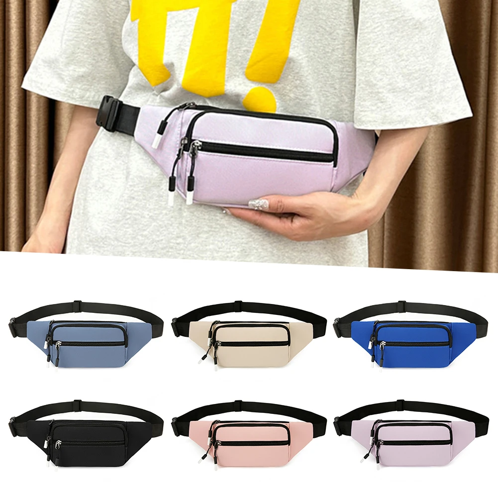 Sport-Lauf-Hüfttasche, multifunktionaler Cross-Body-Taillengürtel aus Polyester, wasserdicht, mit 3 Reißverschlusstaschen zum Radfahren, Wandern