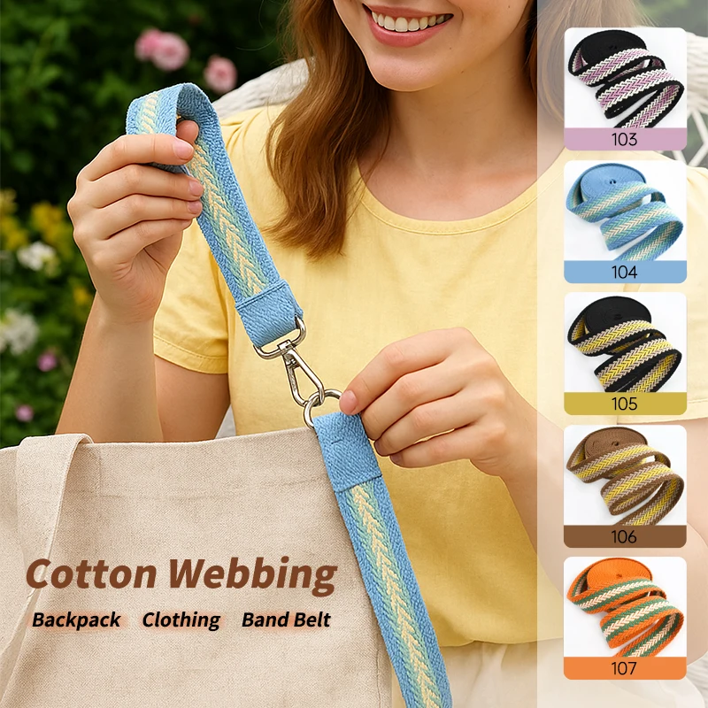 

2/5/10M 38mm Cotton Webbing Straps Backpack Belt Sling Decorative Ribbons Bag Strap Clothing Bias Binding DIY Sewing Accessories