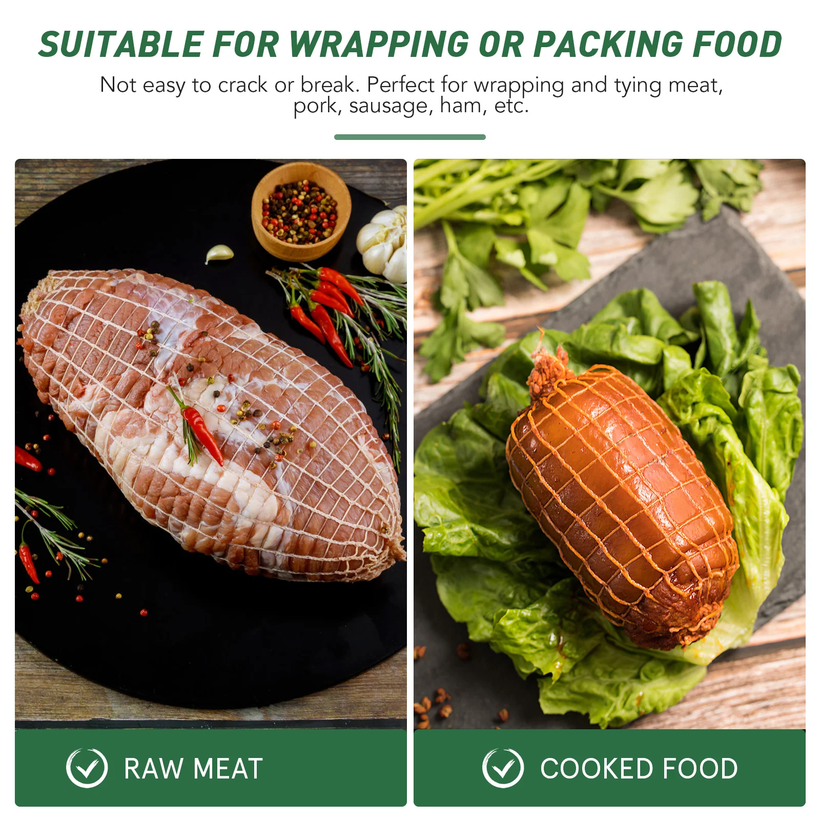 4 Rolls Sausage Netting Roll Meat Butcher Twine Net Ham Wrapping Net Meat Netting Mesh Meat Packaging Tool