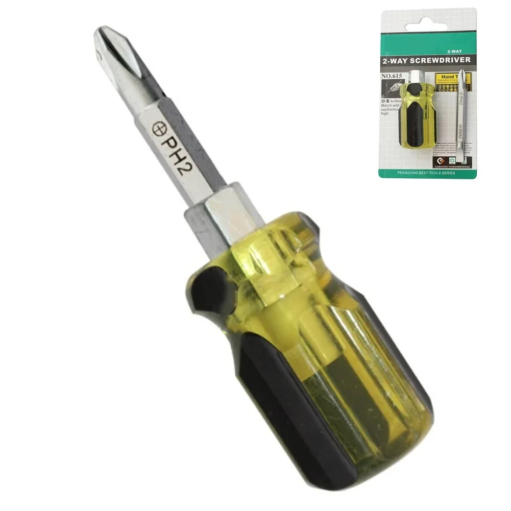 Short Slotted Cross Screw Driver Double Head ScrewDriver PH2 SL6 Dual Interchangeable Electric Tools For Electrician