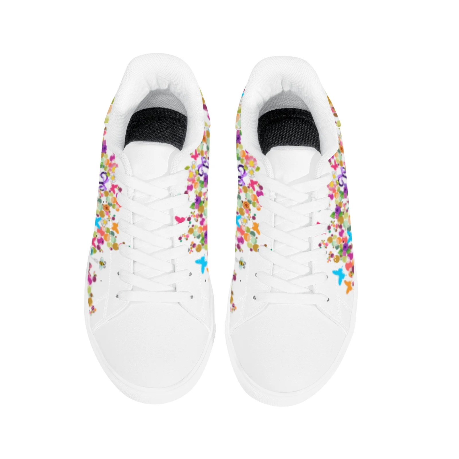 أحذية رياضية كاجوال عصرية بطبعات أوراق شجر ملونة أحذية رياضية بيضاء أنيقة ومتعددة الاستخدامات #5
