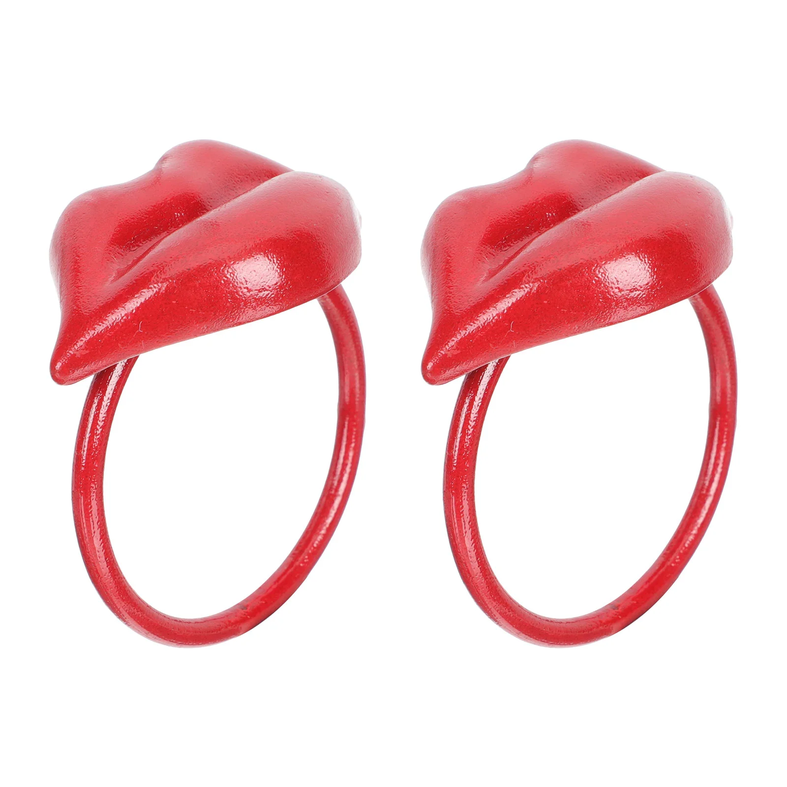 2 Pcs Red Lips Napkin Ring Holders Valentine's Day Holding Dining Table Alloy Buckle Zinc Banquet Decoration Decors