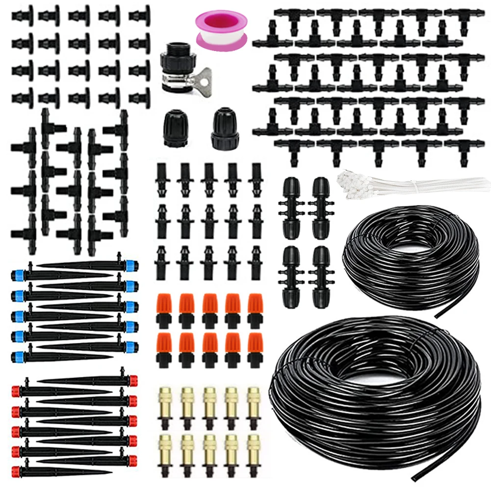 

200FT Quick-Connect Drip Irrigation System Kit with 1/2 Inch Hose 1/4 Inch Distribution Tubing Drip Irrigation System Kit
