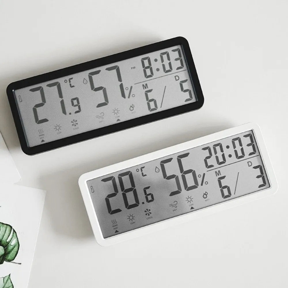 Large Screen LCD Digital Wall Clock Humidity Date Week Display Digital Wall Clock Temperature 12/24H Format Electronic Clock