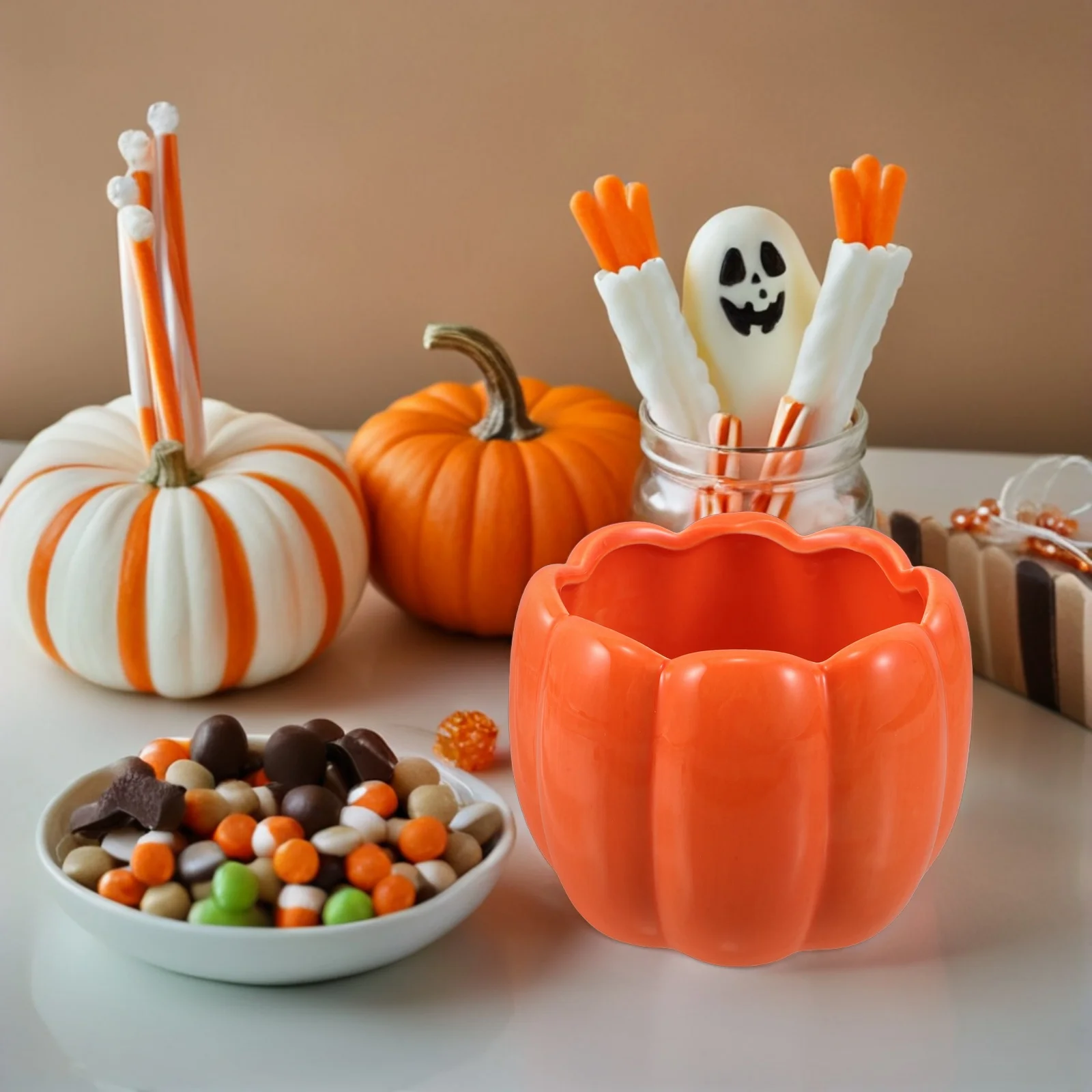 

Миска для супа с тыквой, керамическая миска для конфет на Хэллоуин, новинка, милый мультяшный контейнер для салата, закуски, вечерние миски для супа с тыквой