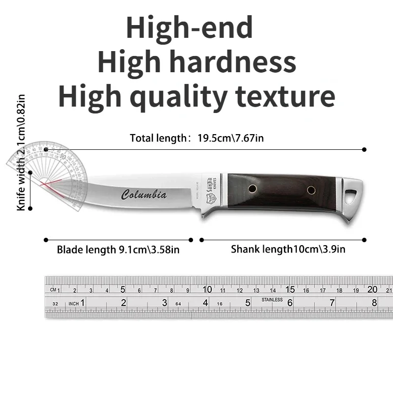 Cuchillo de caza al aire libre de buena sensación, cuchillo recto de alta dureza de alta calidad, cuchillo de supervivencia EDC multifuncional de