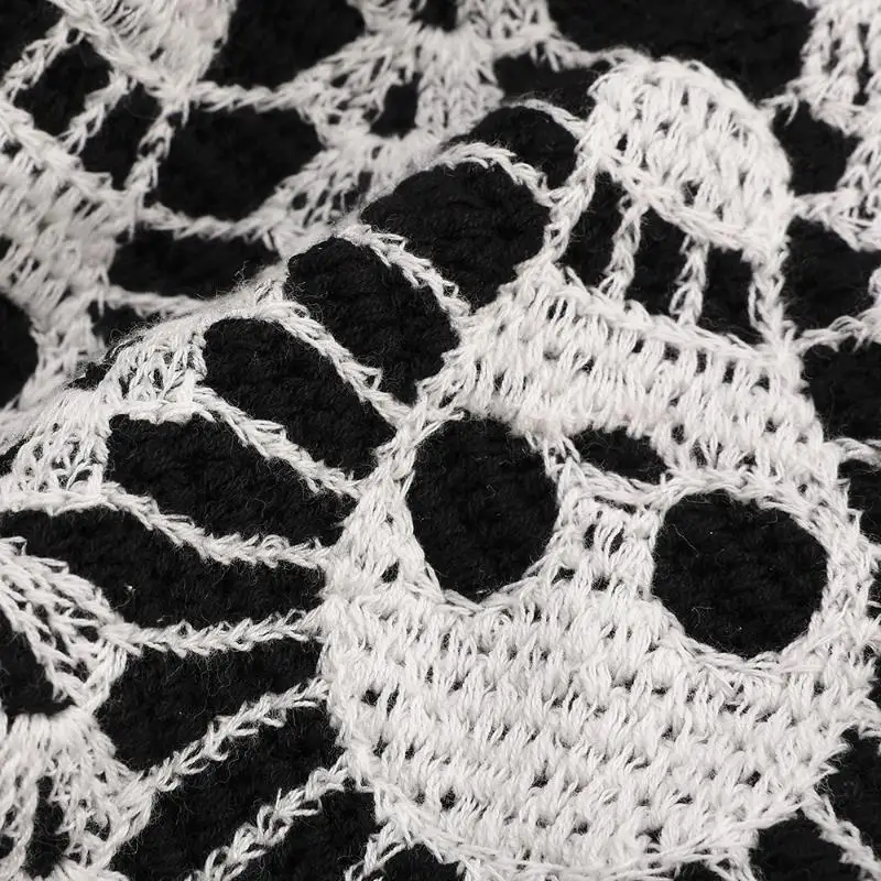 Gestrickter Baumwoll-Halloween-Fledermaus-Kopftuch-Hut Dreieckstuch Totenkopf-Stirnband für Frauen und Mädchen Allerheiligen-Geschenk – Detail 6