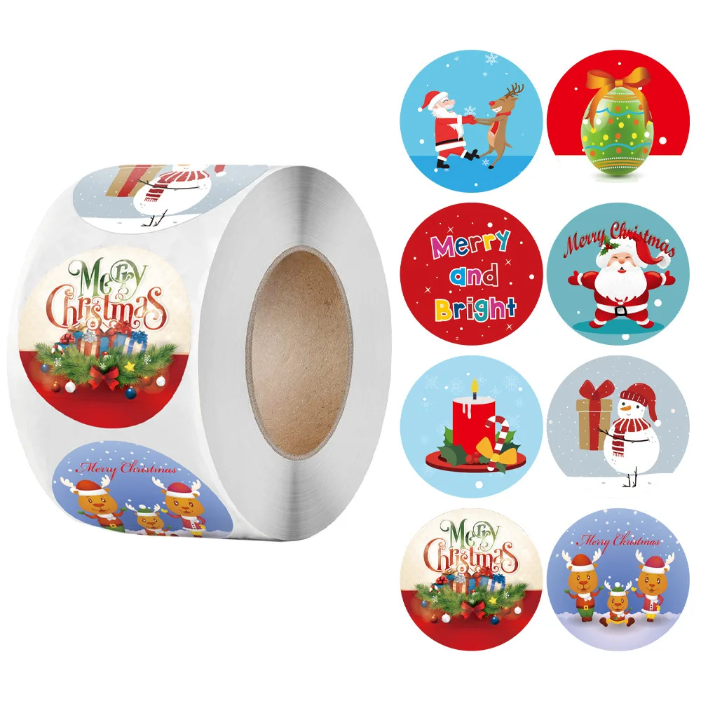 500Pcs Merry Christmas Stickers Christmas Theme Seal Labels Stickers For DIY Gift Baking Package Envelope Stationery Decor