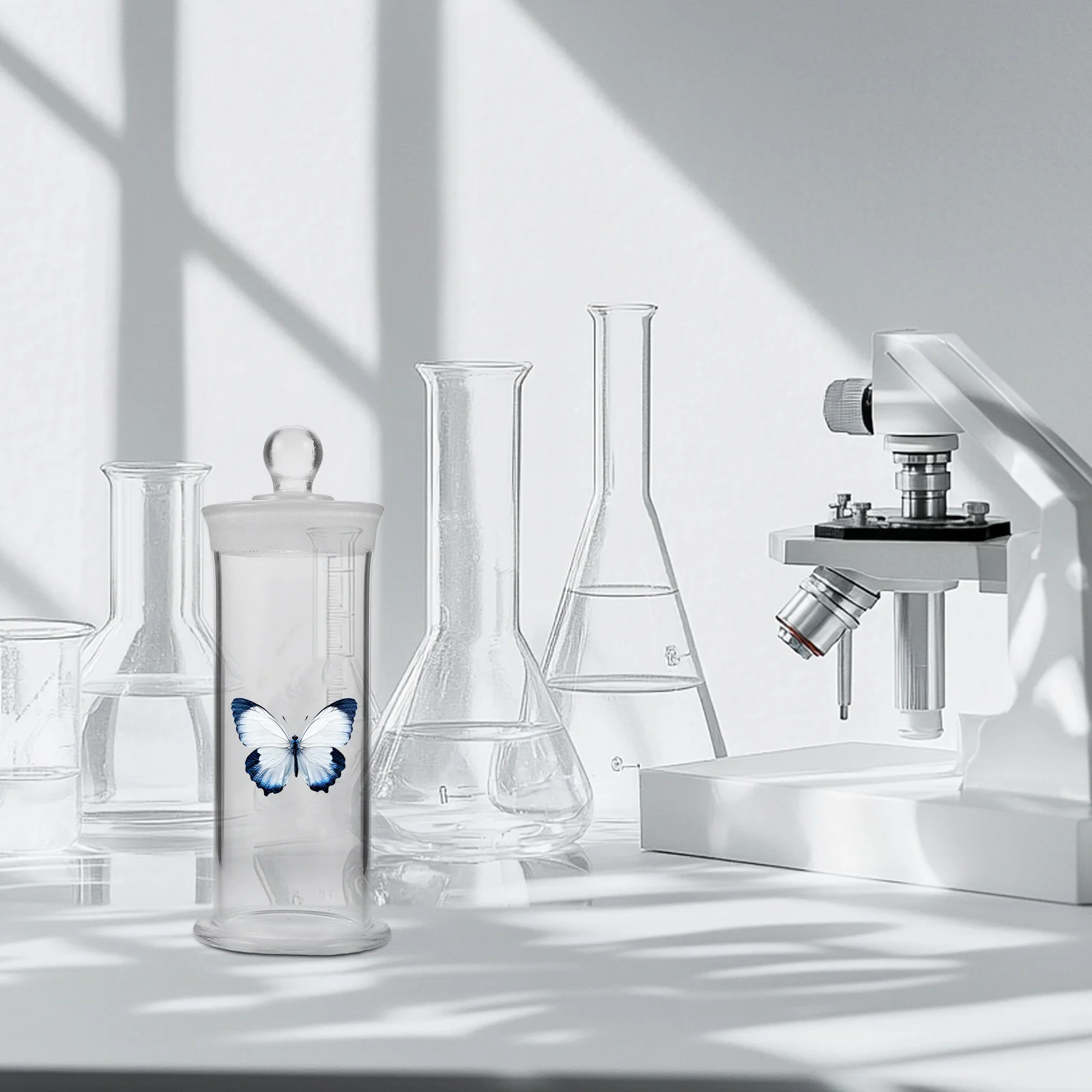 

Clear Glass Specimen Display Jar 10Cm Diameter Home Decorative Storage Container for Collectibles Projects