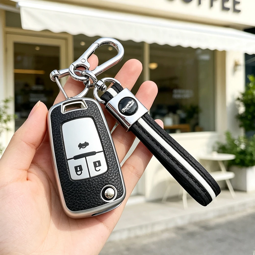 Leather Flip Remote Car Key Shell for Chevrolet Cruze Epica Lova Camaro Impala Fit Astra J Corsa E Insignia Zafira C Keychain