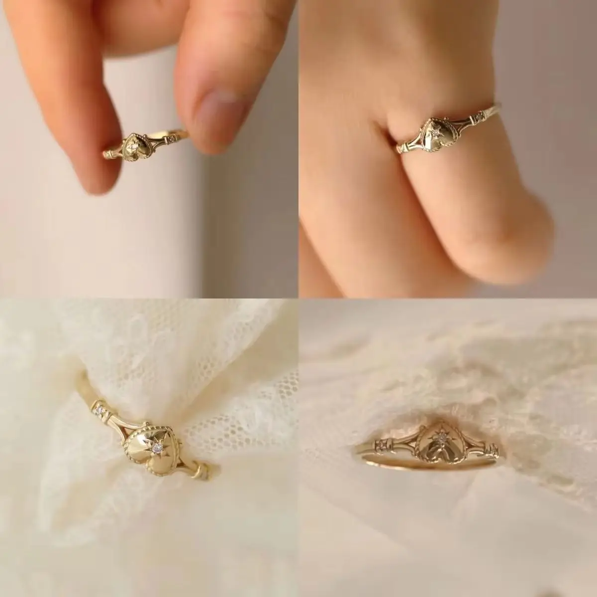 

Fashion Hot Selling Gold Plated Stainless Steel Rings For Women Heart Ring Jewelry Accessories Wholesale Size 6-11 ﻿