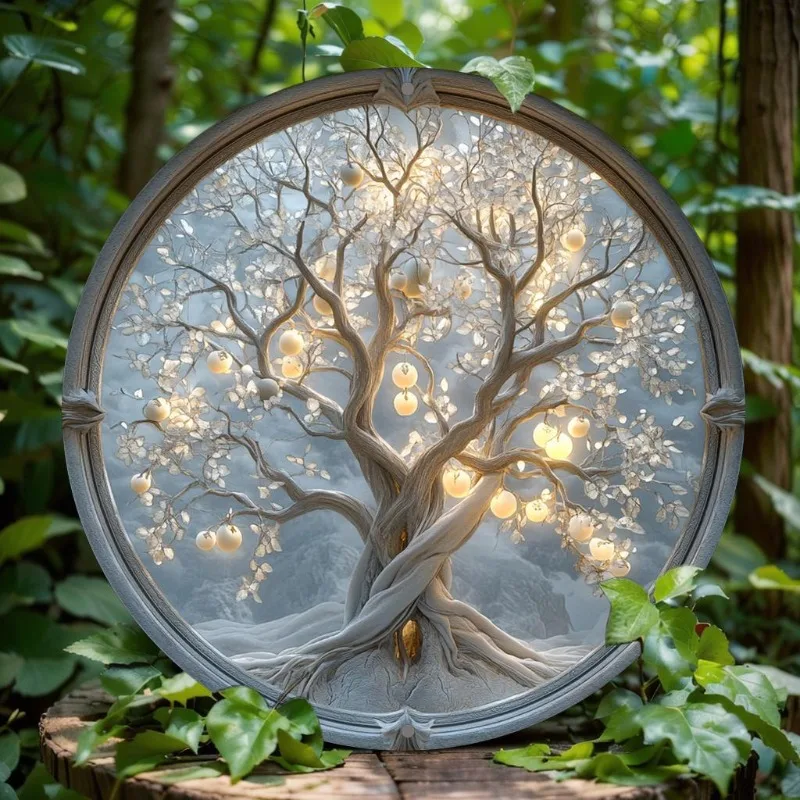 

Tree of Life Aluminum Wall Art, Round Metal Sign for Home, Office, Kitchen & Bar Decor, Perfect Gift for Christmas, Thanksgiving