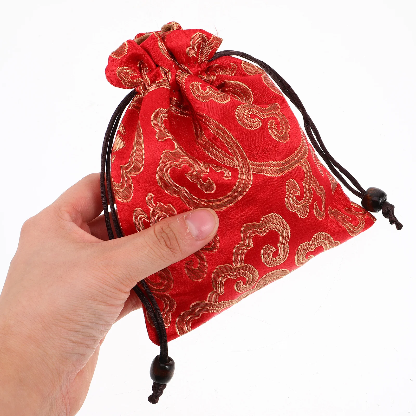 الصينية الحرير الديباج المطرزة الرباط مجوهرات المنظم كيس مزموم صغير دائم متعددة الأغراض تخزين التطريز الحقيبة #4