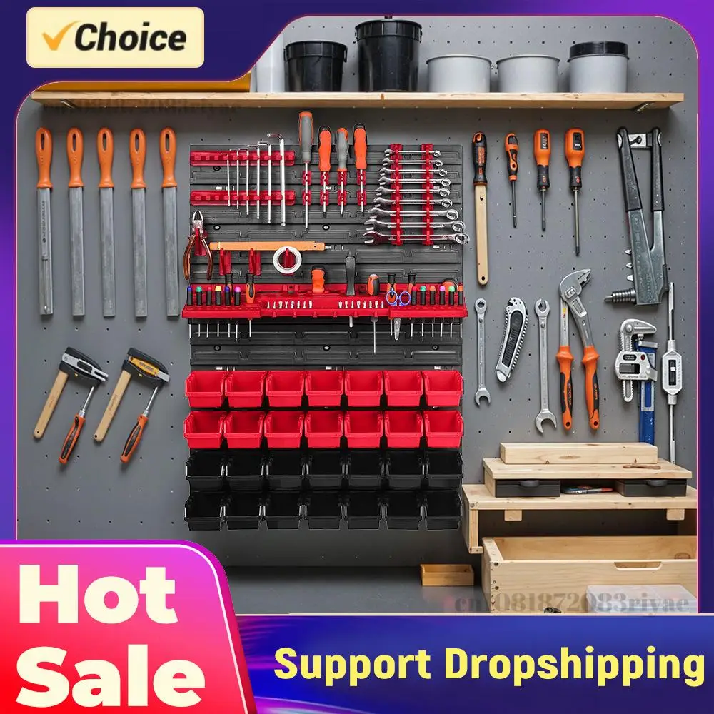 Tools Wall Storage Shelf Tool Holders 28 Stacking Boxes Wall Mounted Tool Rack Extra Strong Wall Plate for Wrench Screwdriver