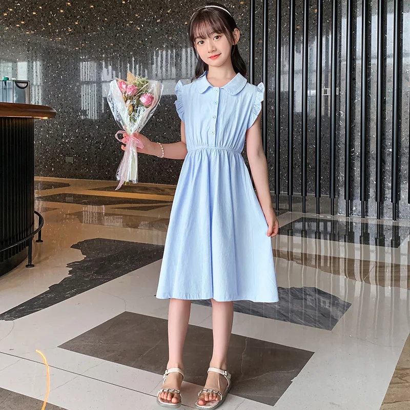 

Корейская детская одежда, лето 2025 года, детское платье без рукавов, цельное платье, тюлевые платья для девочек начальной школы, детские платья