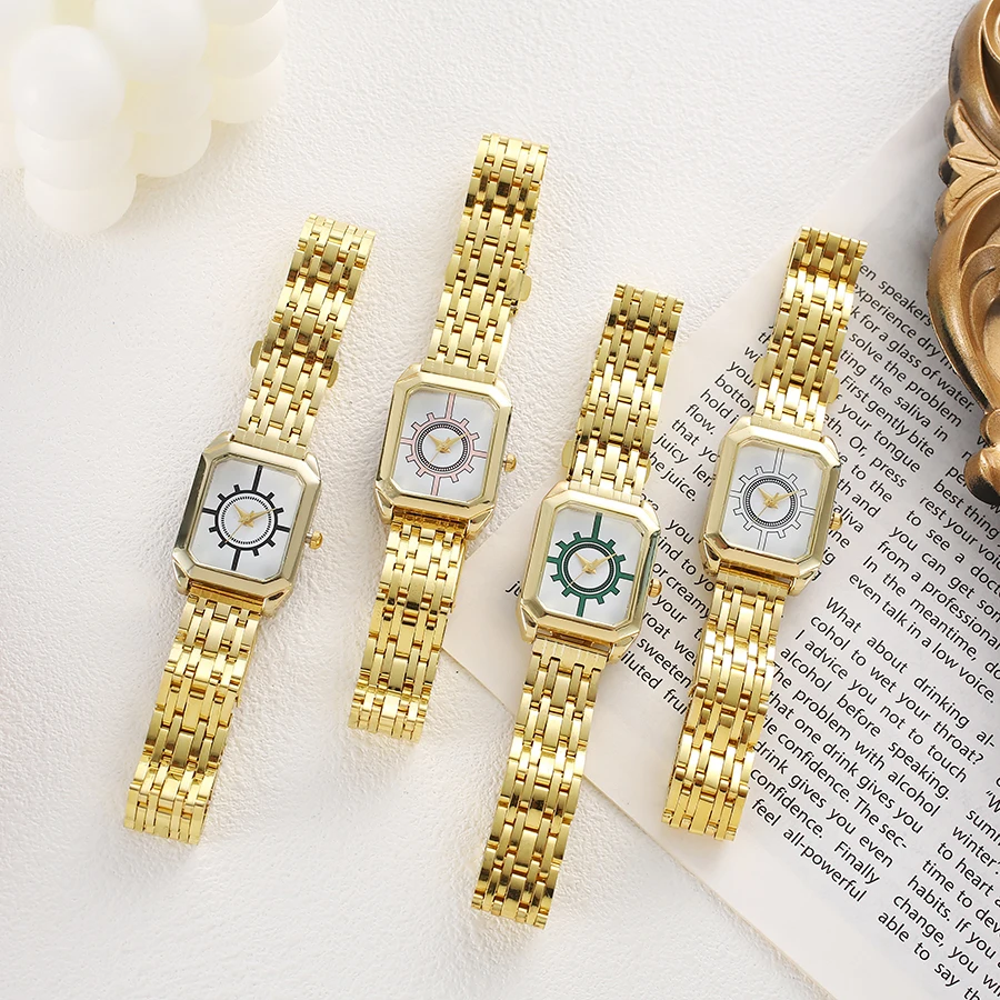 Fashion Light Luxury All-match Rectangular Dial Alloy Material Women's Quartz Watch, Suitable for Daily Wear, Christmas Gift