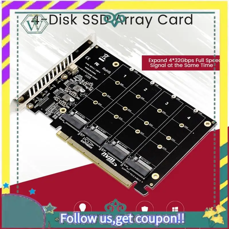 新しい 4 ポート M.2 Nvme SSD から PCIE X16M キーハードドライブコンバータリーダー拡張カード、4 X 32Gbps 転送速度