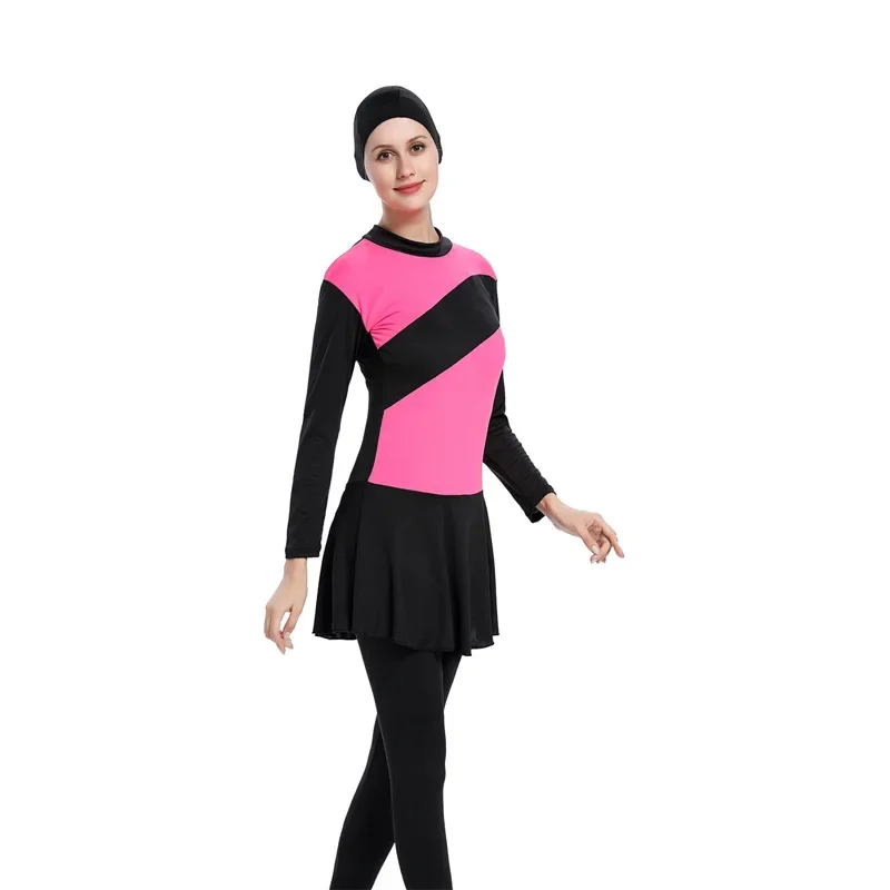 One Piece Swimwear Muslim Women Full Cover Burkini Modest Hat Swimsuit Islam Beachwear Bathing Swim Costumes Maillot De Bain