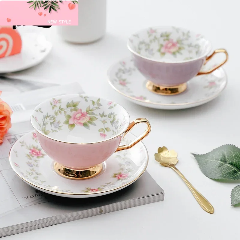 

Bincoo Европейский набор кофейных чашек из костяного фарфора с розовой птицей, креативная керамическая чашка для пномпеня, чашка для послеобеденного чая и блюдце, хороший подарок