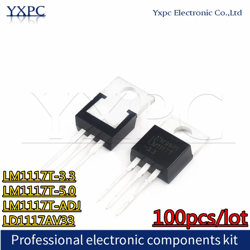 

100pcs LM1117T-3.3 LM1117T-5.0 LM1117T-ADJ LD1117AV33 LD1117V33 TO-220 LM1117T TO-220 voltage regulator