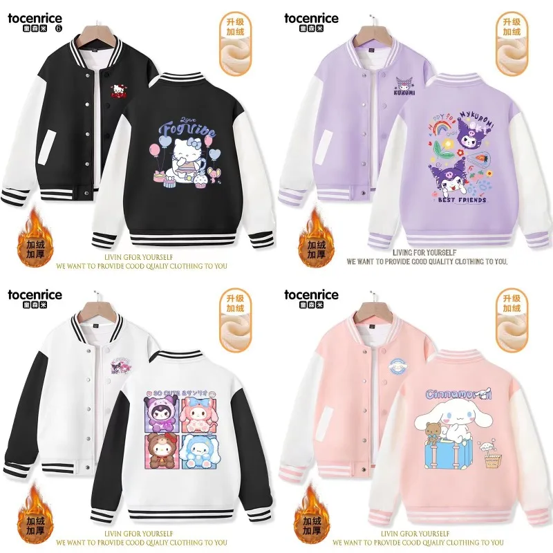 Sanios aggiungi peluche Cinnamoroll giacca bambini vestiti invernali Kuromi Mymelody addensare soprabito bambino pigiama uniforme da Baseball vestiti