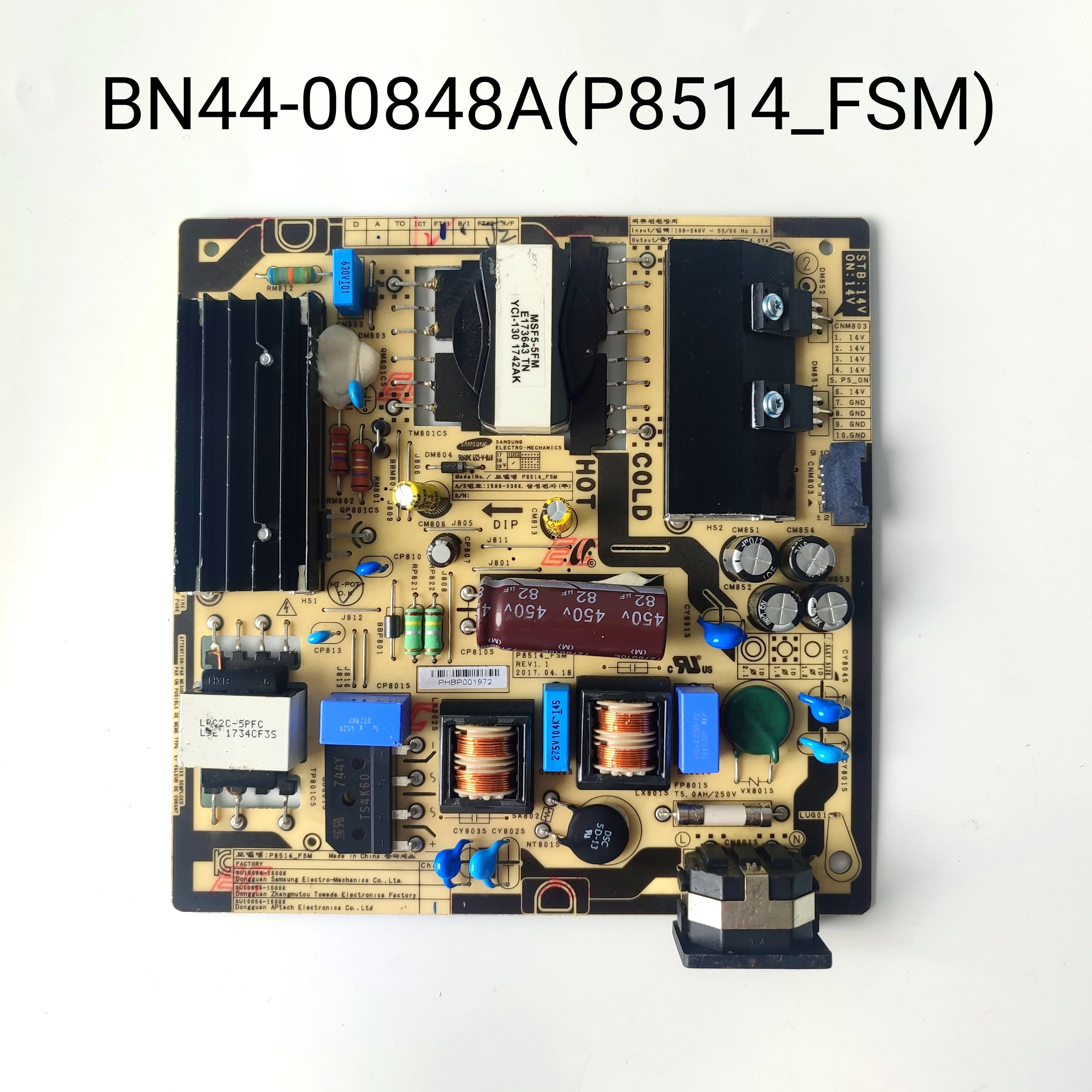

BN44-00848A P8514 _ FSM источник питания/фотоплата для LU32E85KRS/ZA LS27H850QFNXZA LU32H750U LU32H850U LS27H850Q LS24H851QFNXZA TV