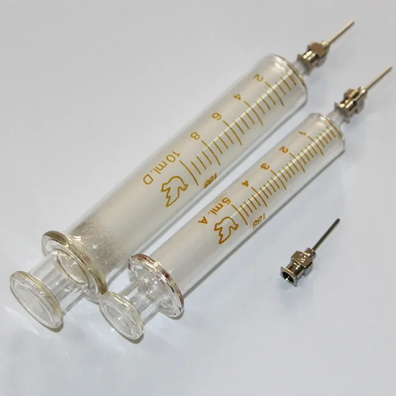 Glass Syringe 1ML 2ML 5ml 10ml 20ml 30ml Syringe Metal Needle Welding Oil Container Glass Push Rod Mobile Phone Repair Tools