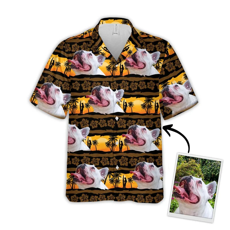 Funny Dog Face 3D Print Hawaiian Shirt For Men Summer Cool Short Sleeve Women Floral Shirts Children Cute Beach Hawai Shirt Top