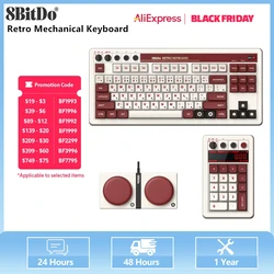 8Bitdo Retro Mechanical Keyboard Bluetooth 2.4G USB-C Hot Swappable Game Keyboard,Dual Programmable Buttons For Windows Android