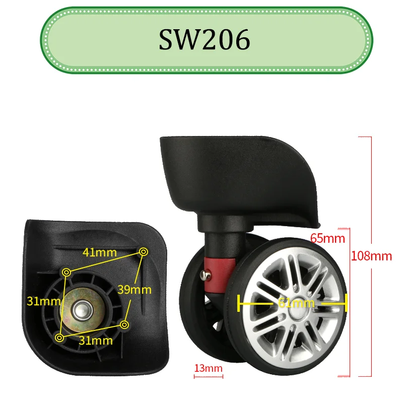 สําหรับ SW206 Universal Wheel เปลี่ยนกระเป๋าเดินทางด้วยอุปกรณ์เสริมทดแทนการดูดซับแรงกระแทกที่เงียบสงบทนต่อการสึกหรอ