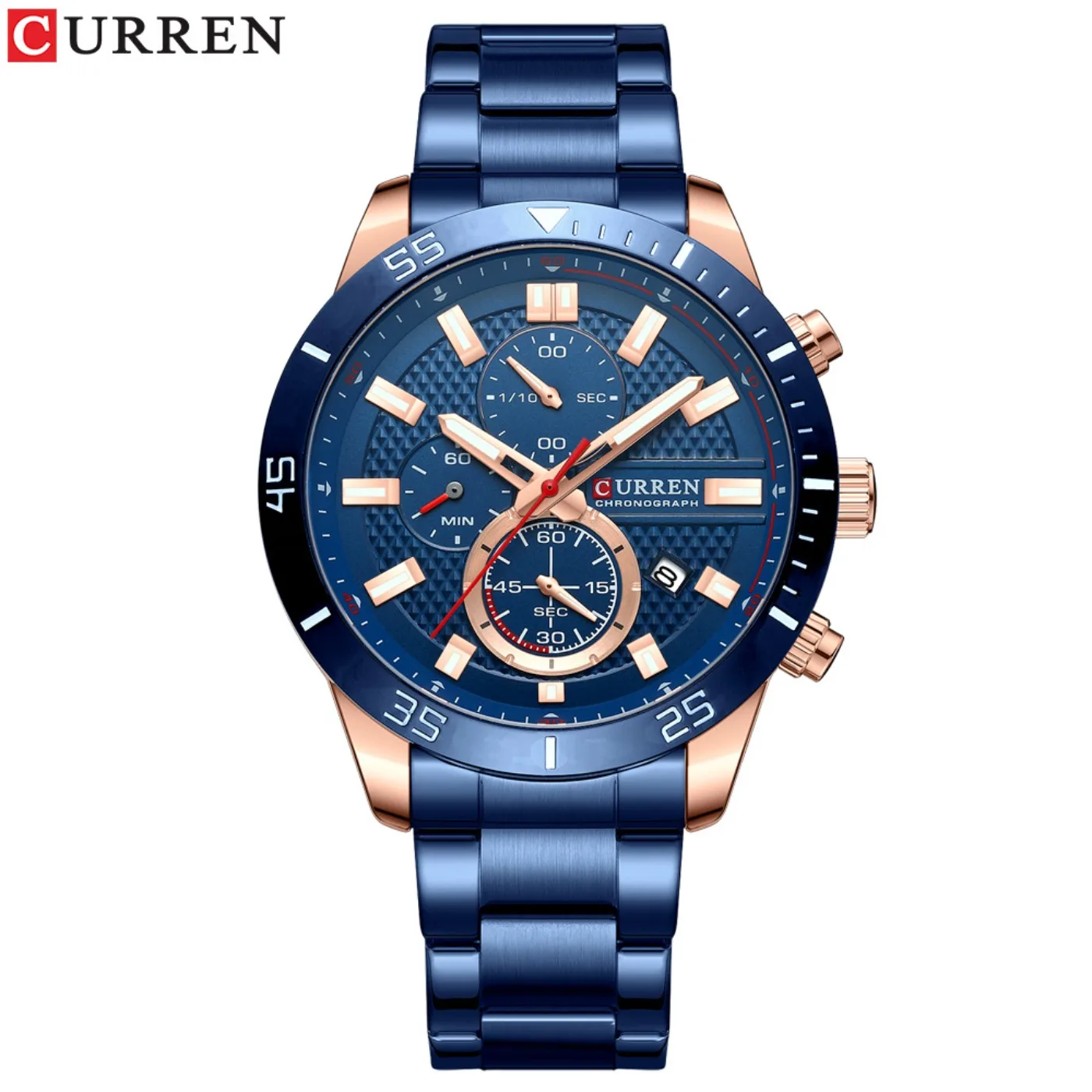CURREN Men's Fashion Sports Waterproof Stainless Steel Luminous Quartz Watch Classic Business Casual Date Watch Reloj Hombre view 3