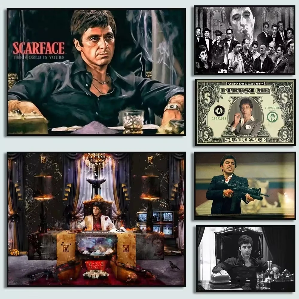 Scarface Tony Montana Posters Print Canvas Painting Classic Gangster Movie Figure Wall Art for Modern Room Home Decoration