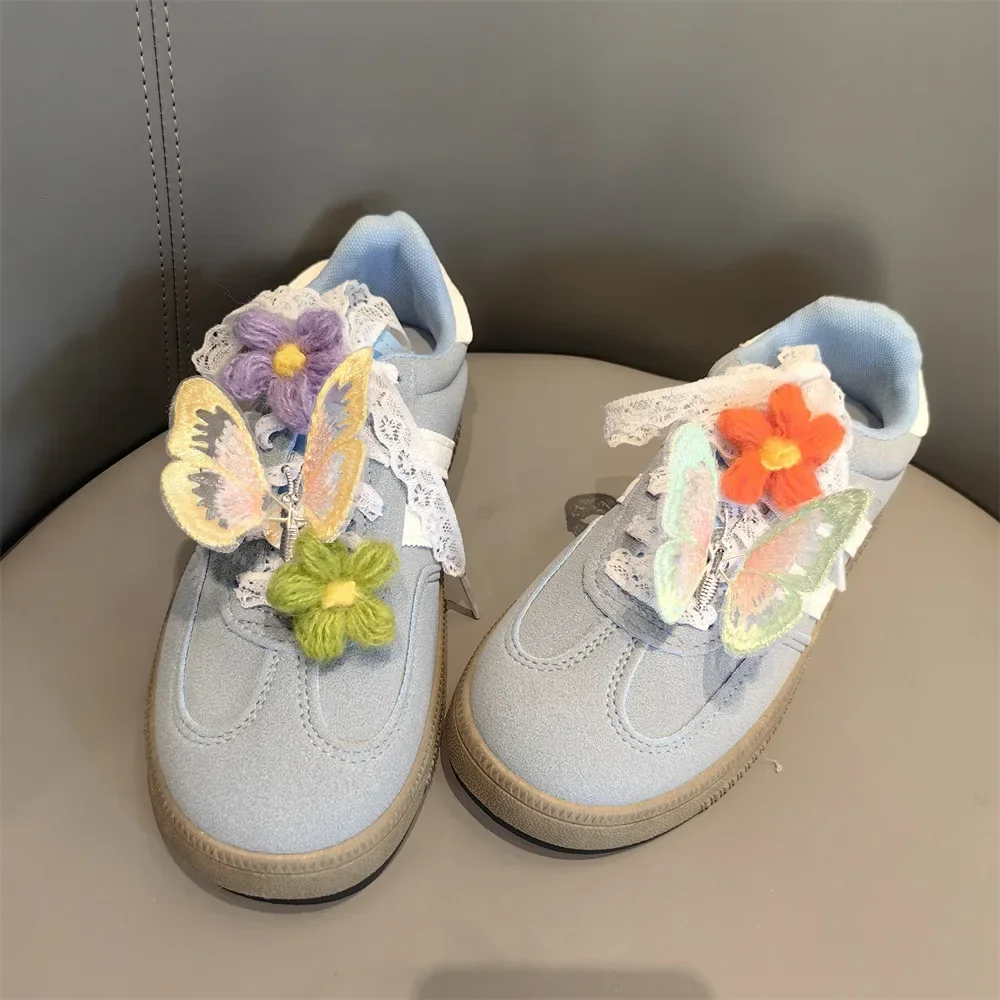 

1 шт., модные шнурки с подвижной бабочкой и бантом, очаровательные шнурки с подвеской, пряжка для кроссовок, кружевные украшения, аксессуары