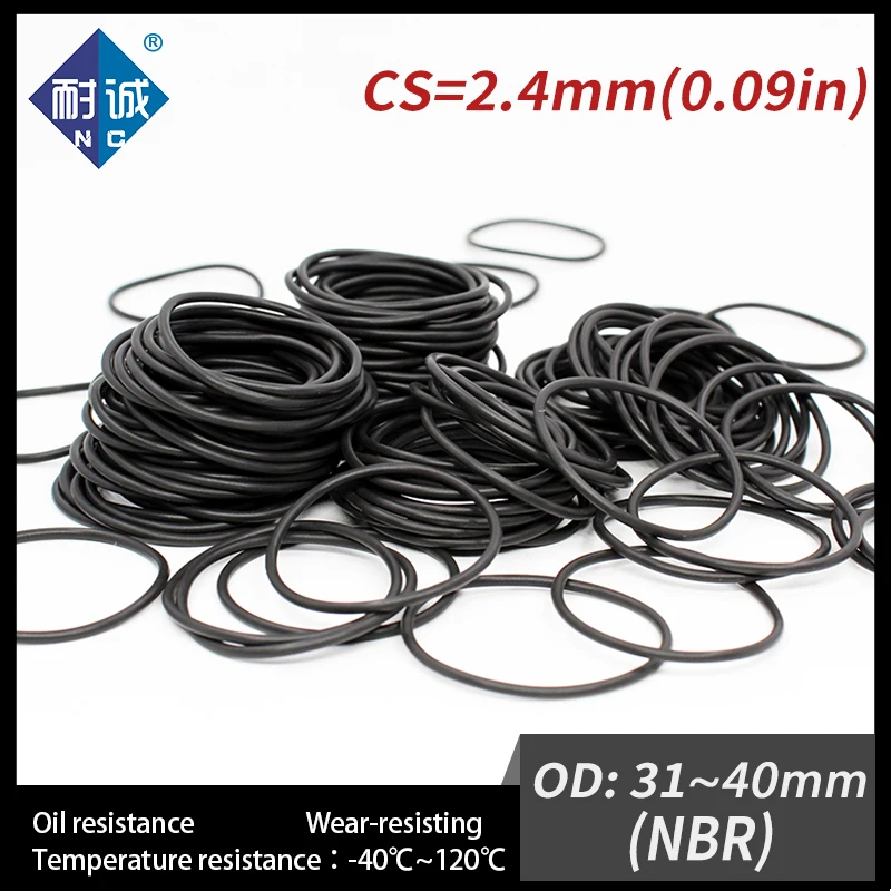 20 PCS / Lot Nitrile Rubber Black NBR 70A O-ring Thickness CS 2.4mm OD 31/32/33/34/35/36/37/38/40*2.4mm O Ring Gasket Oil