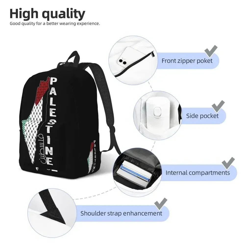 Palestinian Map Backpack Keffiyeh Thobe Patterns Kawaii Backpacks Unisex Travel Lightweight School Bags Designer Rucksack