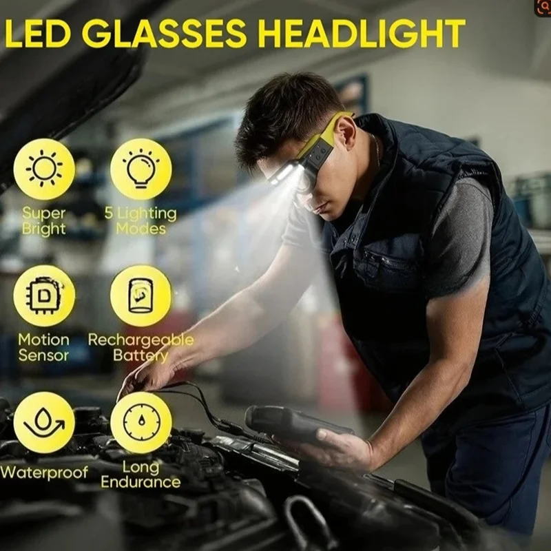 

Съемные солнцезащитные очки со светодиодной фарой, перезаряжаемый универсальный фонарик, водонепроницаемый, для ночной рыбалки, работы, езды на велосипеде, занятий спортом