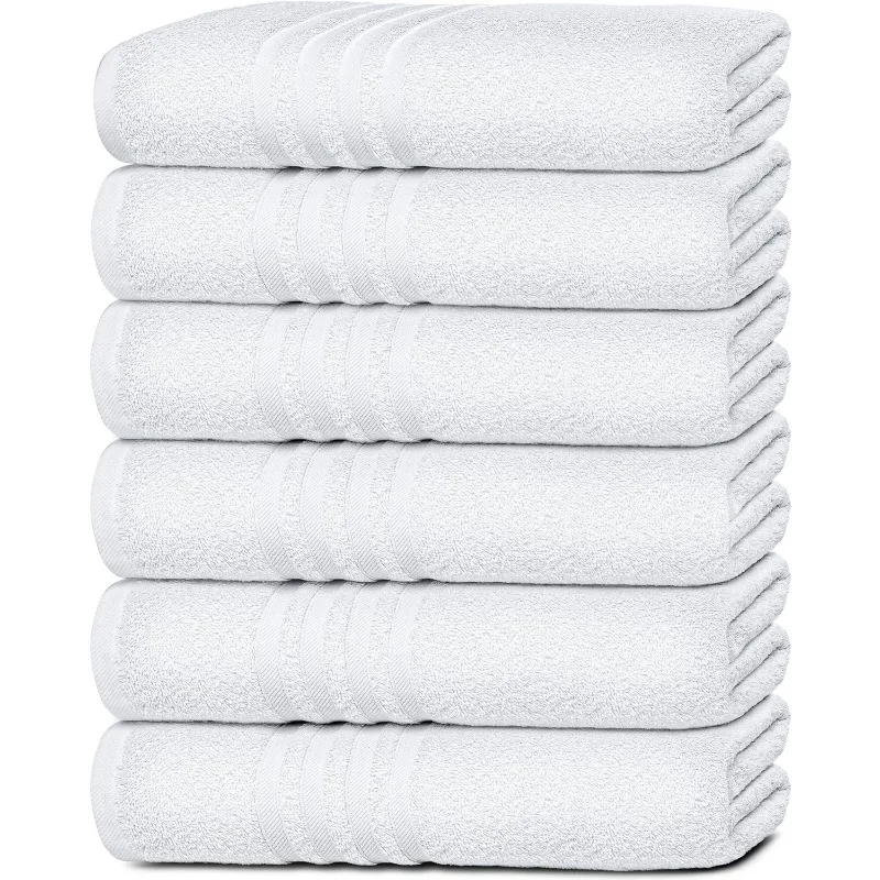 

Wealuxe White Bath Towels 24x50 Inch, Cotton Towel Set for Bathroom, Hotel, Gym, Spa, Soft Extra Absorbent Quick Dry 6 Pack