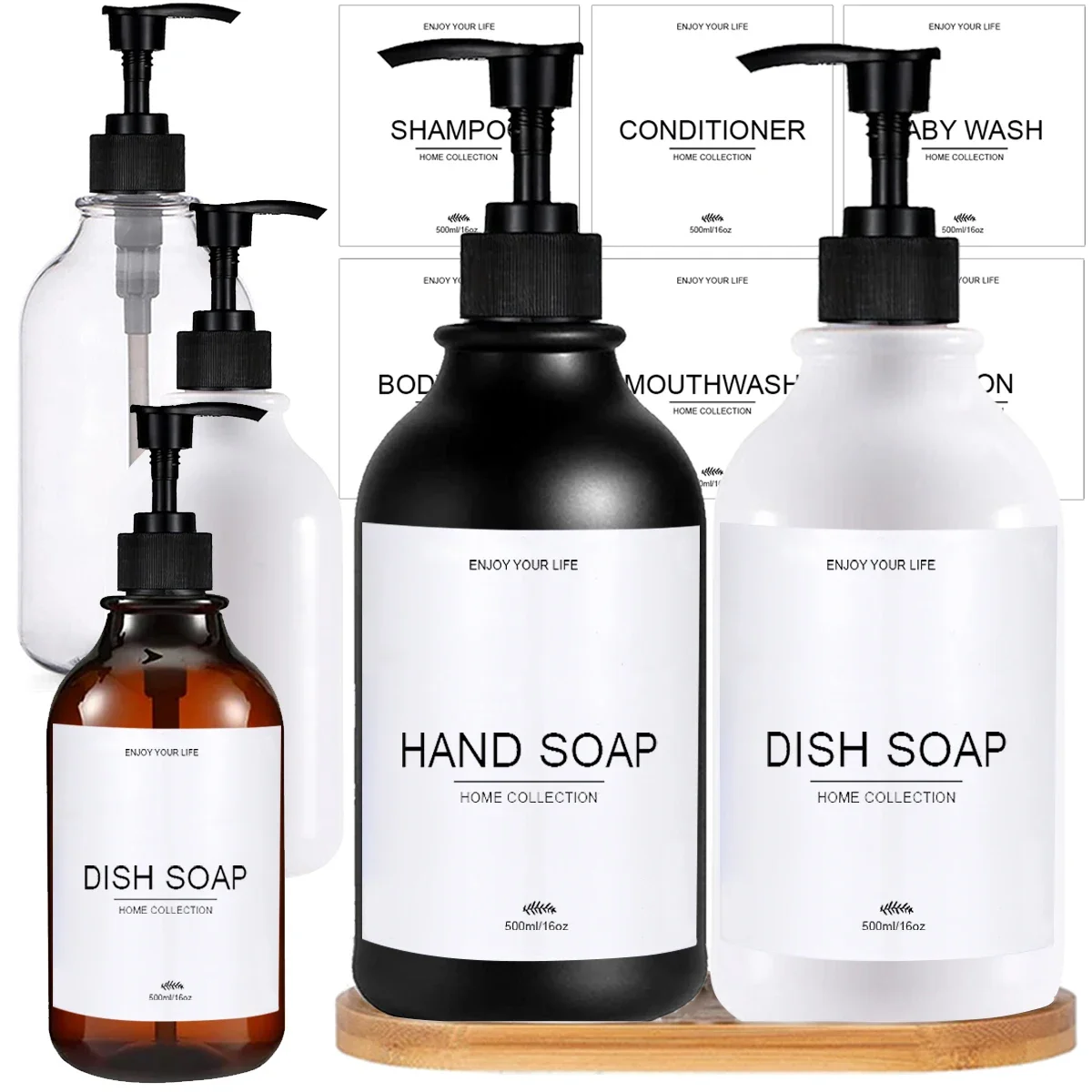 

Kitchen SInk Soap Dispenser Bottle Refillable Coumtertop Farmhouse Decor Soap Bottle with Waterproof Labels Kitchen Accessories