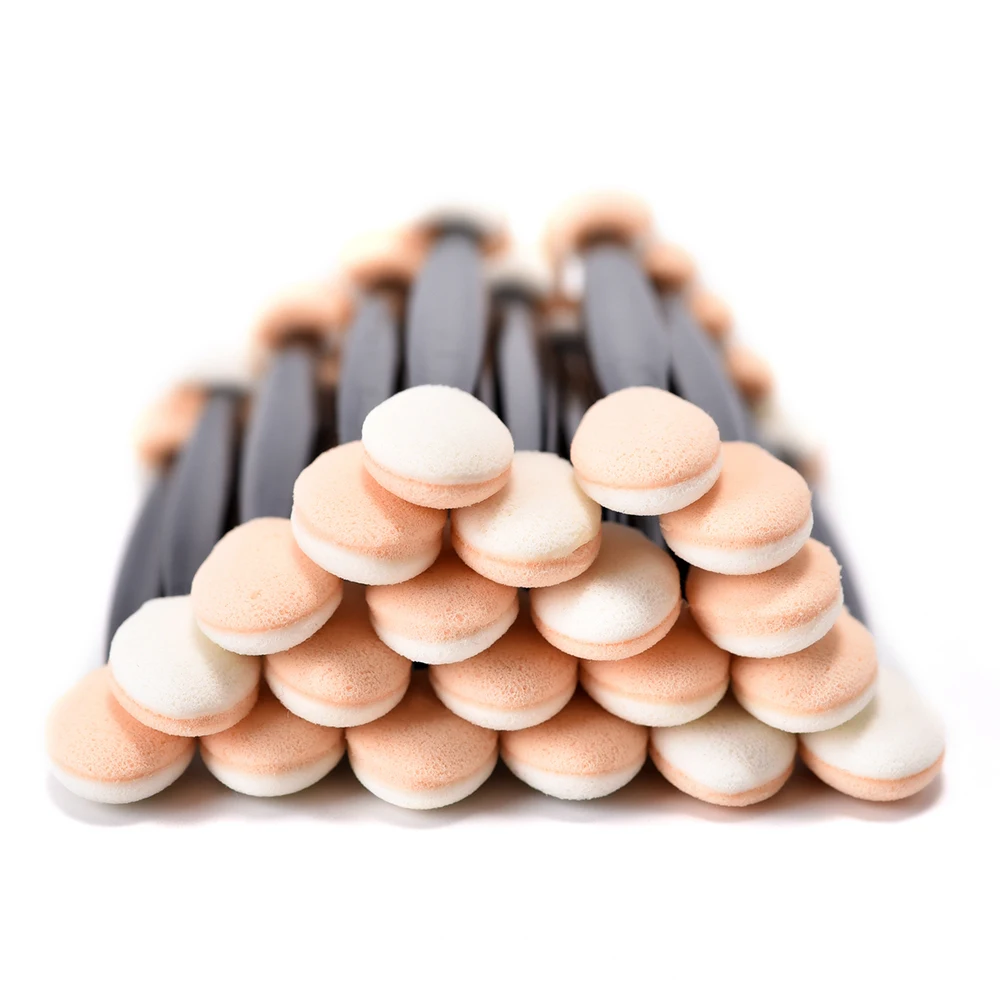 Éponge à Double extrémité pour poudre d'art des ongles, brosse jetable multifonctionnelle pour fard à paupières, outil de manucure et de maquillage Portable, 20/100 pièces