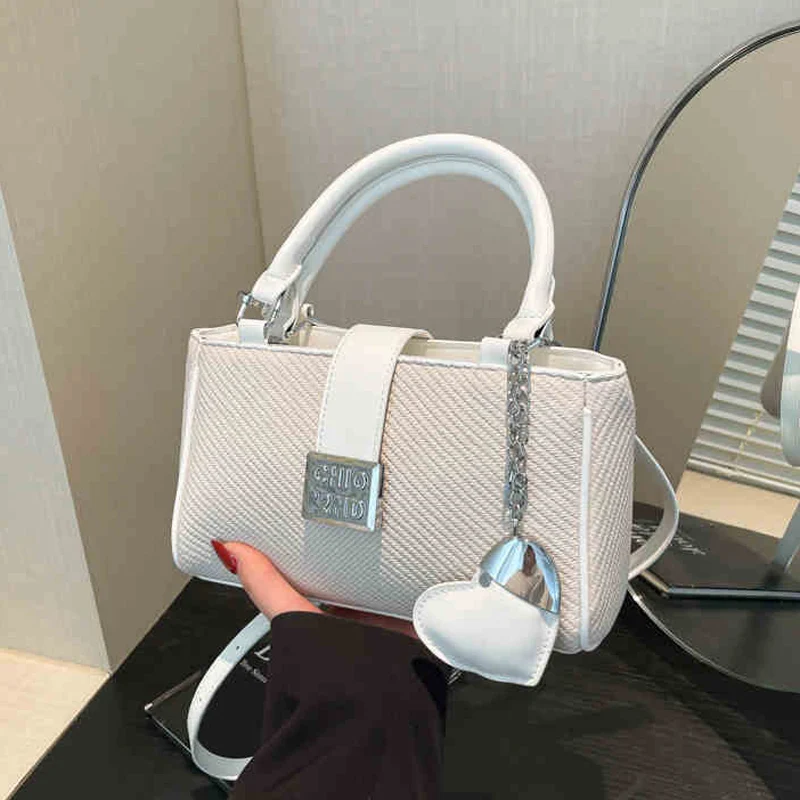 Chic Heart Pendant Pink Shoulder Bag Summer Women's Simple Crossbody Bags Korean Female Elegant Party Handbag Trend ﻿