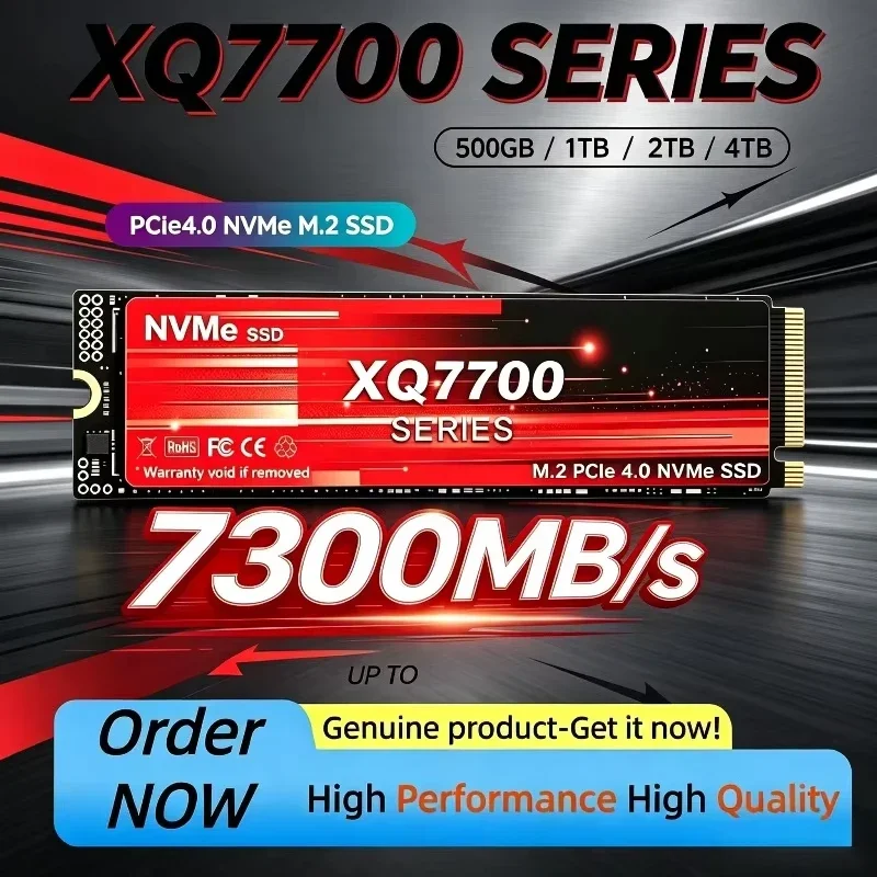 Original XQ7700 500GB-4TB M.2 PCIe 4.0 NVMe SSD, 7300MB/s Max Read Speed, Internal Solid State Drive for Desktop Systems.